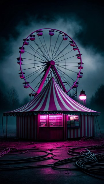 A traveling carnival after closing — one of Branch's story worlds